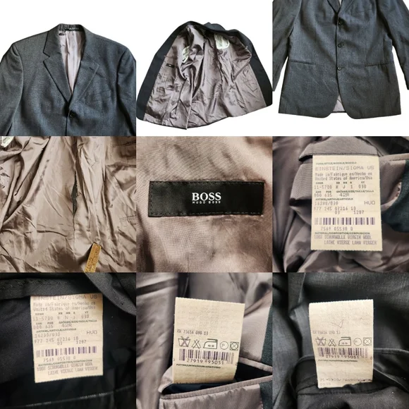 Hugo Boss VTG 2 Piece Suit jacket & Pants Set Einstein Sigma US 100% Virginia Wo